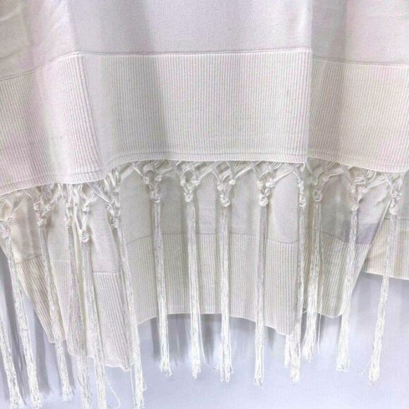 DG2 by Diane Gilman - Fringe Fully Fashioned Turtleneck Blouse - Ivory, XL - Picture 6 of 7